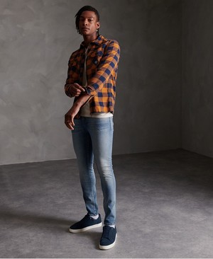 Superdry Travis Skinny Férfi Farmer Kék | XCFRG8139